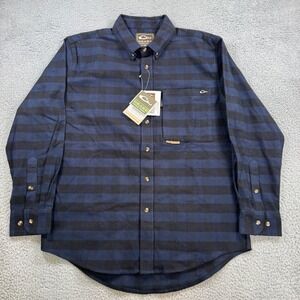 Drake Clothing Company‎ Mens M Autumn Brushed Twill Buffalo Plaid Shirt Navy
